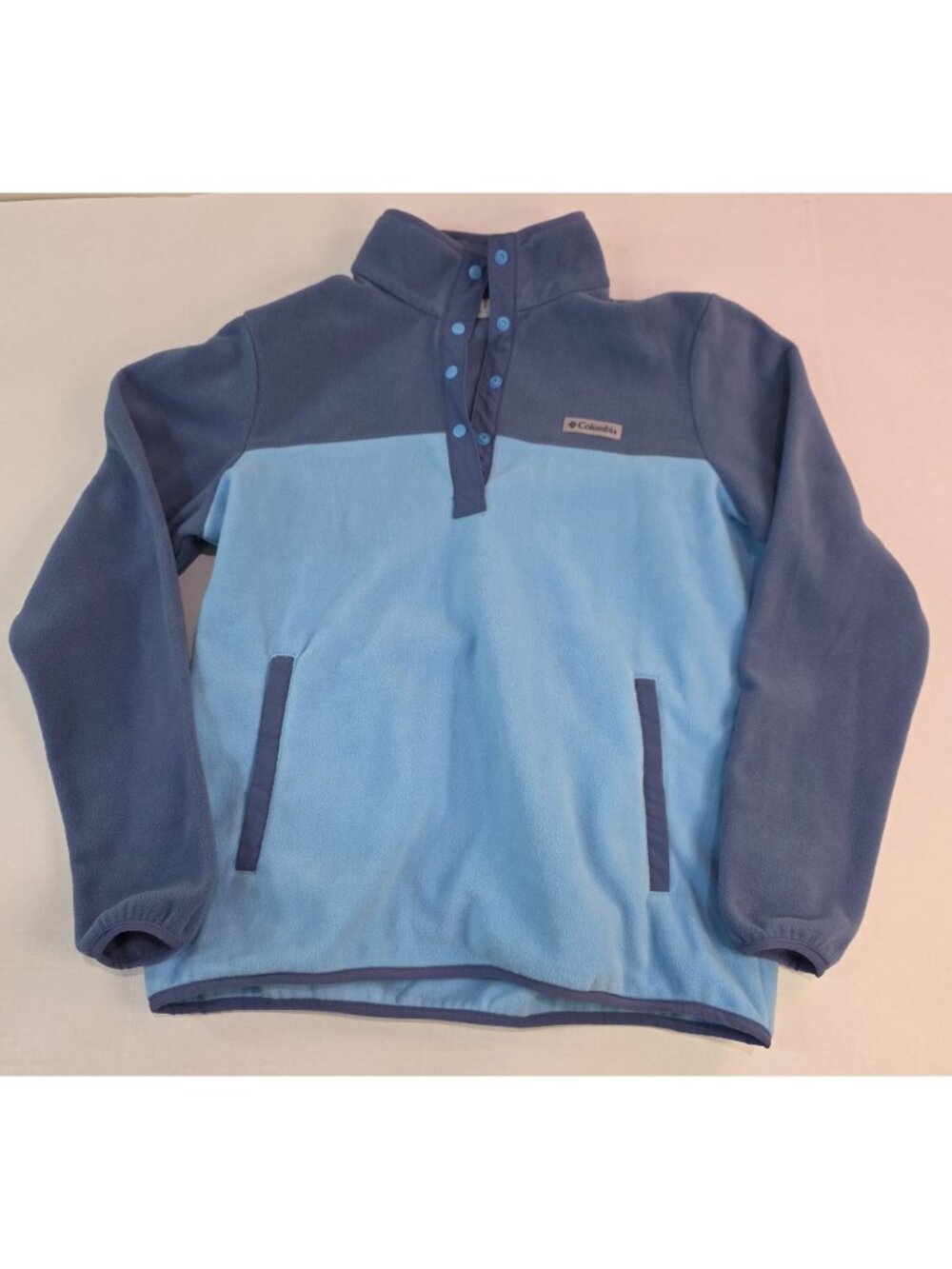 Columbia Pocket Blue Snap Gingham Style Pullover Women's JACKET Sz L